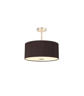 Baymont Satin Nickel 5 Light E27 Semi Flush With 40cm Dual Faux Silk Shade Black/Green Olive-1