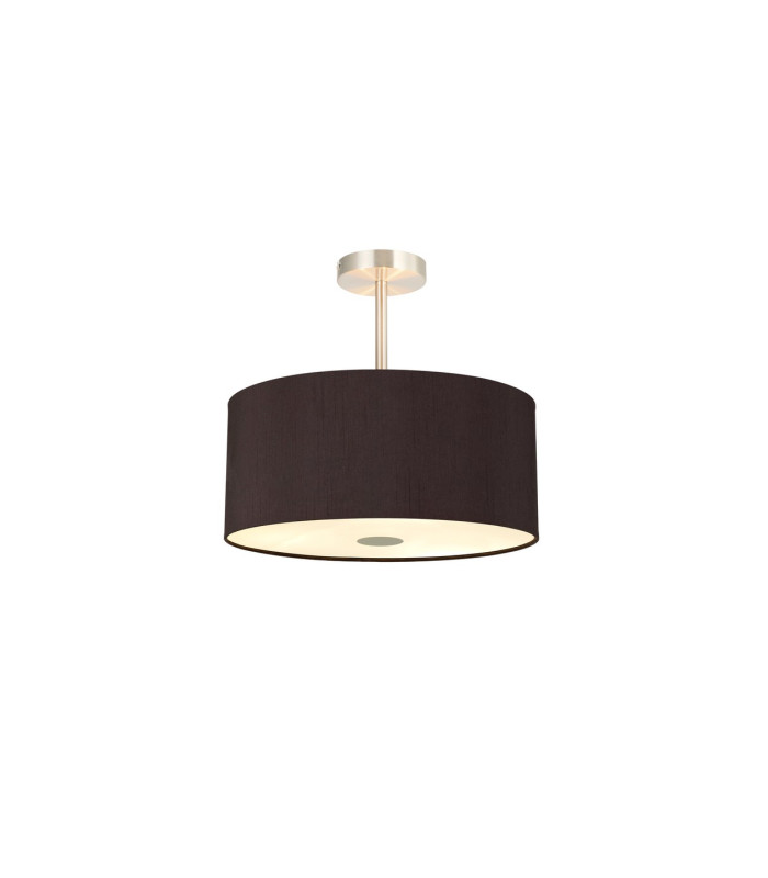 Baymont Satin Nickel 5 Light E27 Semi Flush With 40cm Dual Faux Silk Shade Black/Green Olive-1