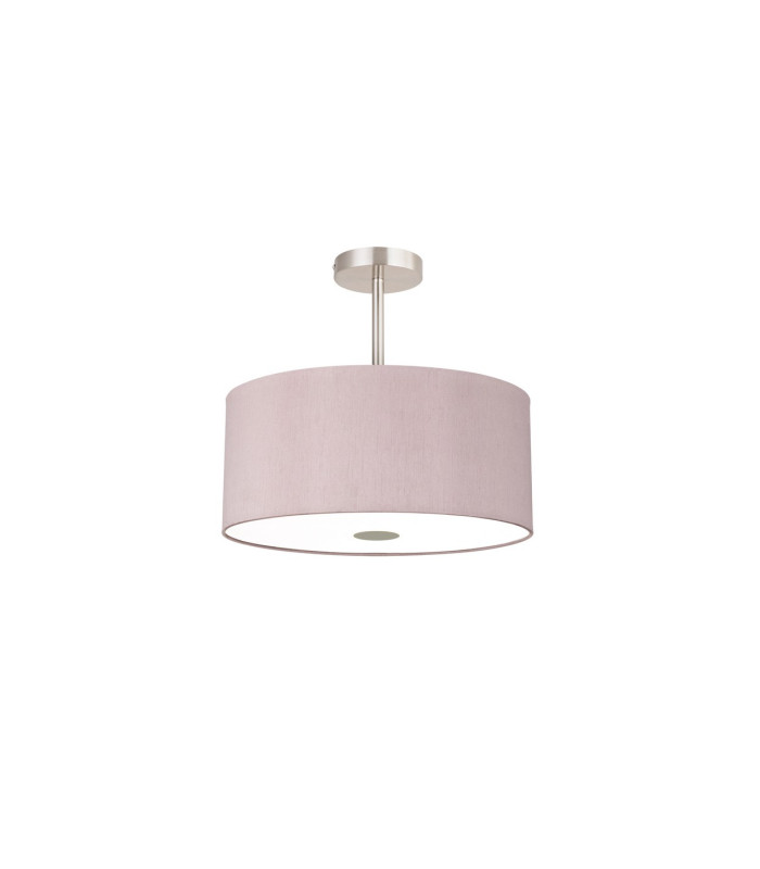 Baymont Satin Nickel 5 Light E27 Semi Flush With 40cm Dual Faux Silk Shade Taupe/Halo Gold-4