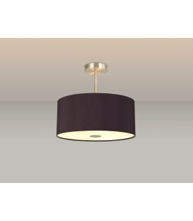 Baymont Satin Nickel 5 Light E27 Semi Flush With 40cm Dual Faux Silk Shade Black/Green Olive-2