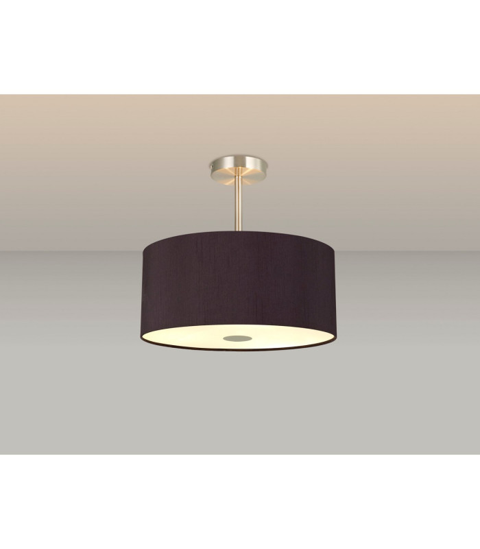 Baymont Satin Nickel 5 Light E27 Semi Flush With 40cm Dual Faux Silk Shade Black/Green Olive-2