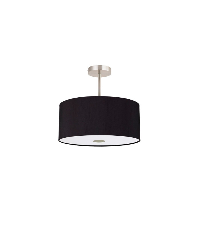 Baymont Satin Nickel 5 Light E27 Semi Flush With 40cm Dual Faux Silk Shade Black/Green Olive-4