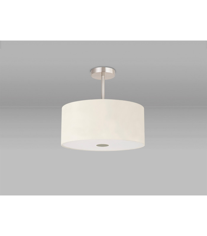 Baymont Satin Nickel 5 Light E27 Semi Flush With 40cm Faux Silk Shade Ivory Pearl/White Laminate-13