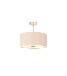 Baymont Satin Nickel 5 Light E27 Semi Flush With 40cm Dual Faux Silk Shade Antique Gold/Ruby-1