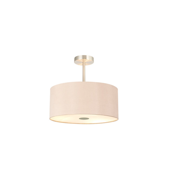 Baymont Satin Nickel 5 Light E27 Semi Flush With 40cm Dual Faux Silk Shade Antique Gold/Ruby-1