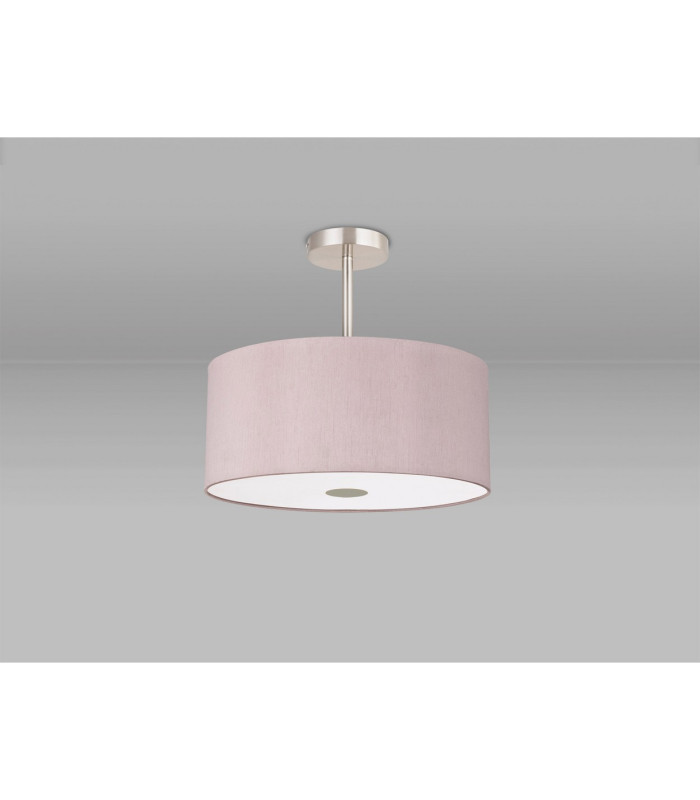 Baymont Satin Nickel 5 Light E27 Semi Flush With 40cm Dual Faux Silk Shade Taupe/Halo Gold-13