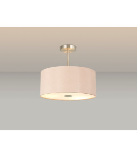 Baymont Satin Nickel 5 Light E27 Semi Flush With 40cm Dual Faux Silk Shade Antique Gold/Ruby-2