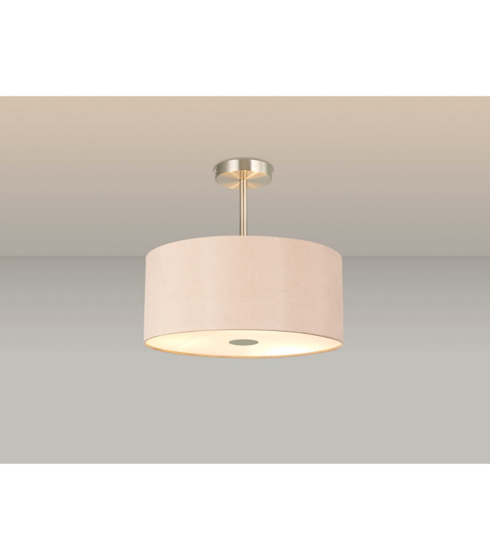 Baymont Satin Nickel 5 Light E27 Semi Flush With 40cm Dual Faux Silk Shade Antique Gold/Ruby-2