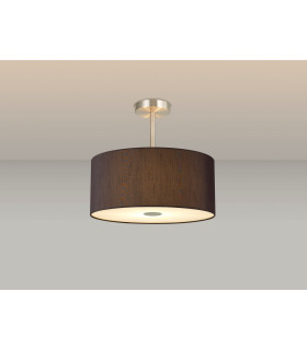 Baymont Satin Nickel 5 Light E27 Semi Flush With 40cm Faux Silk Shade Black/White Laminate-2