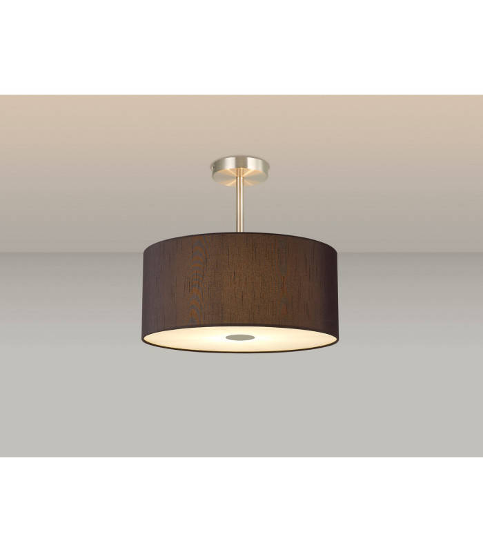 Baymont Satin Nickel 5 Light E27 Semi Flush With 40cm Faux Silk Shade Black/White Laminate-2