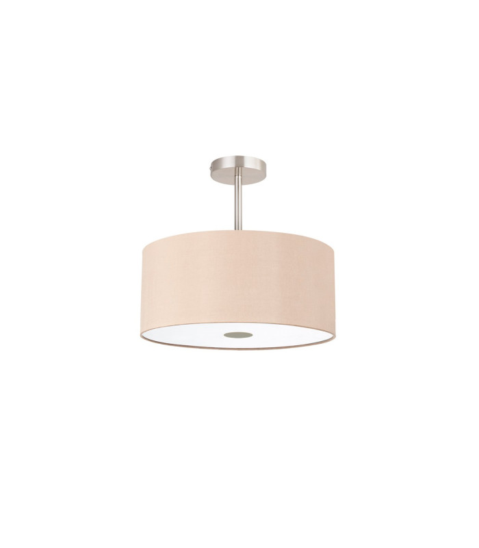 Baymont Satin Nickel 5 Light E27 Semi Flush With 40cm Dual Faux Silk Shade Antique Gold/Ruby-4