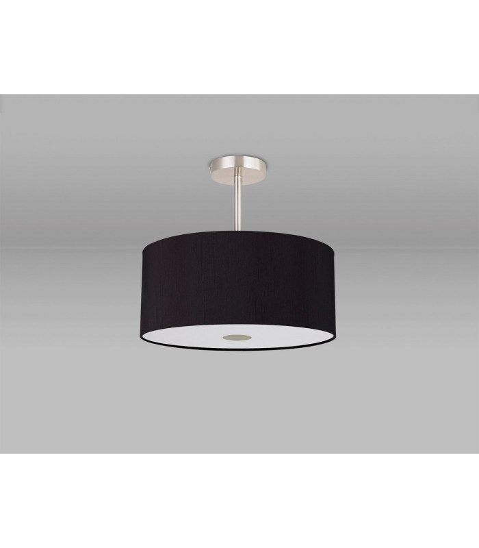 Baymont Satin Nickel 5 Light E27 Semi Flush With 40cm Dual Faux Silk Shade Black/Green Olive-13