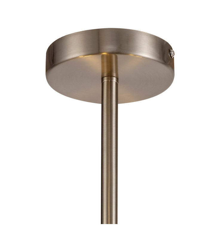 Baymont Satin Nickel 5 Light E27 Semi Flush With 40cm Dual Faux Silk Shade Antique Gold/Ruby-6