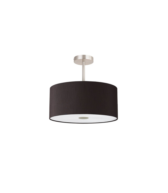 Baymont Satin Nickel 5 Light E27 Semi Flush With 40cm Faux Silk Shade Black/White Laminate-4