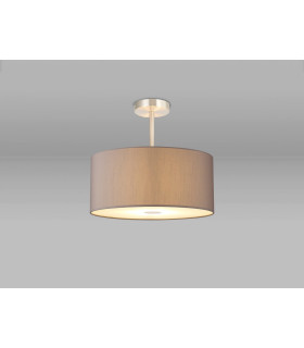 Baymont Satin Nickel 5 Light E27 Semi Flush With 40cm Faux Silk Shade Grey/White Laminate-2