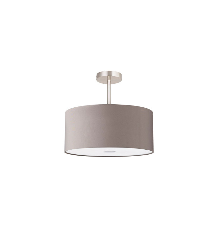 Baymont Satin Nickel 5 Light E27 Semi Flush With 40cm Faux Silk Shade Grey/White Laminate-4