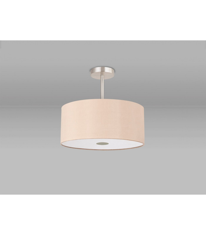 Baymont Satin Nickel 5 Light E27 Semi Flush With 40cm Dual Faux Silk Shade Antique Gold/Ruby-13