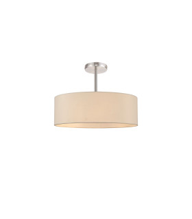 Baymont Polished Chrome 5 Light E27 Semi Flush Fixture With 45cm x 15cm Faux Silk Shade Ivory Pearl/White Laminate-1