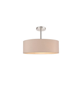 Baymont Polished Chrome 5 Light E27 Semi Flush Fixture With 45cm x 15cm Dual Faux Silk Shade Nude Beige/Moonlight-1