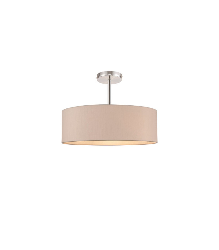 Baymont Polished Chrome 5 Light E27 Semi Flush Fixture With 45cm x 15cm Dual Faux Silk Shade Nude Beige/Moonlight-1
