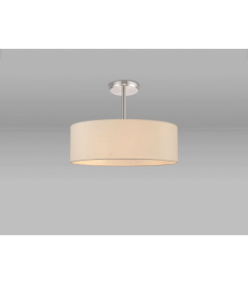 Baymont Polished Chrome 5 Light E27 Semi Flush Fixture With 45cm x 15cm Faux Silk Shade Ivory Pearl/White Laminate-2