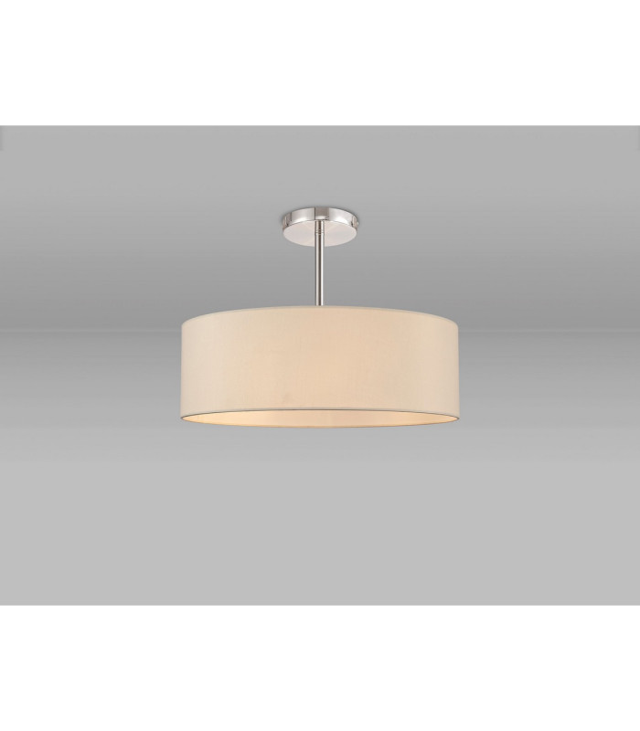 Baymont Polished Chrome 5 Light E27 Semi Flush Fixture With 45cm x 15cm Faux Silk Shade Ivory Pearl/White Laminate-2