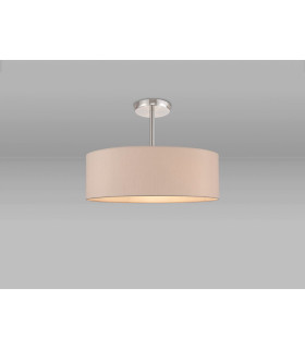 Baymont Polished Chrome 5 Light E27 Semi Flush Fixture With 45cm x 15cm Dual Faux Silk Shade Nude Beige/Moonlight-2
