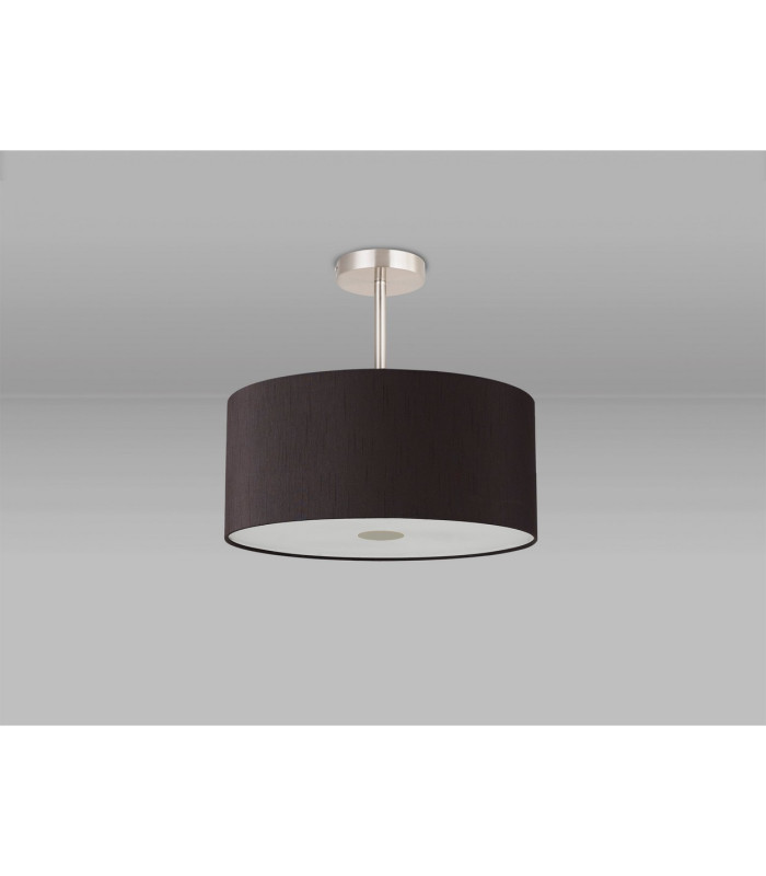 Baymont Satin Nickel 5 Light E27 Semi Flush With 40cm Faux Silk Shade Black/White Laminate-13