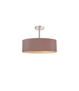Baymont Polished Chrome 5 Light E27 Semi Flush Fixture With 45cm x 15cm Dual Faux Silk Shade Taupe/Halo Gold-1