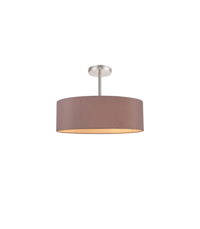 Baymont Polished Chrome 5 Light E27 Semi Flush Fixture With 45cm x 15cm Dual Faux Silk Shade Taupe/Halo Gold-1
