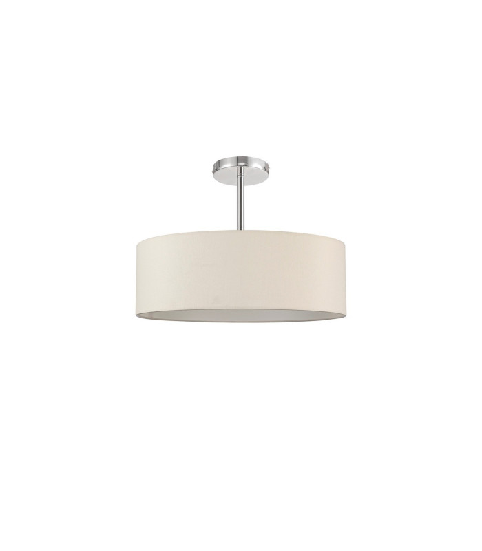 Baymont Polished Chrome 5 Light E27 Semi Flush Fixture With 45cm x 15cm Faux Silk Shade Ivory Pearl/White Laminate-4