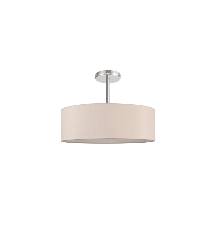 Baymont Polished Chrome 5 Light E27 Semi Flush Fixture With 45cm x 15cm Dual Faux Silk Shade Nude Beige/Moonlight-4