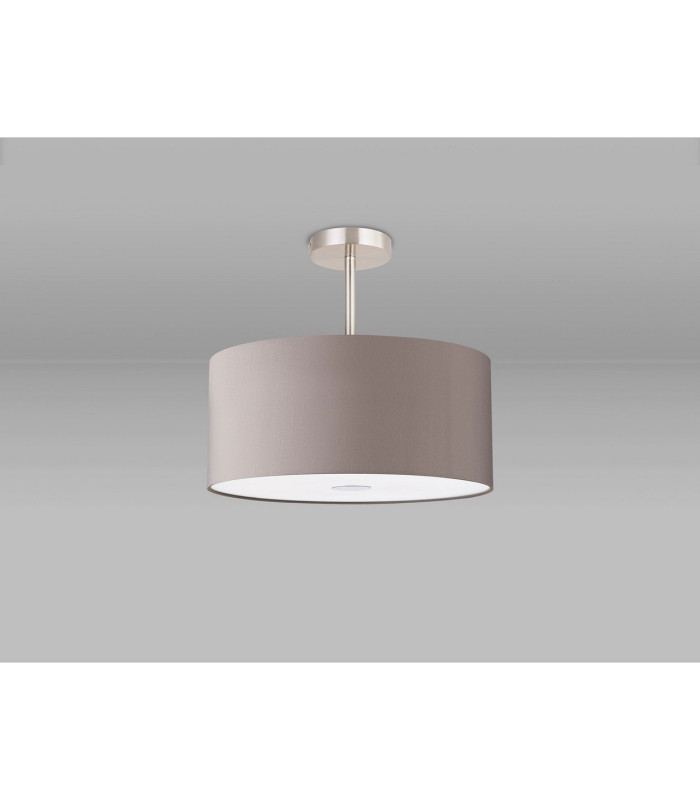 Baymont Satin Nickel 5 Light E27 Semi Flush With 40cm Faux Silk Shade Grey/White Laminate-13