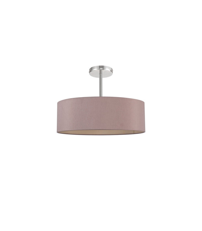 Baymont Polished Chrome 5 Light E27 Semi Flush Fixture With 45cm x 15cm Dual Faux Silk Shade Taupe/Halo Gold-4