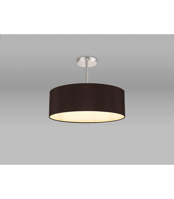 Baymont Polished Chrome 5 Light E27 Semi Flush Fixture With 45cm x 15cm Faux Silk Shade Black-2