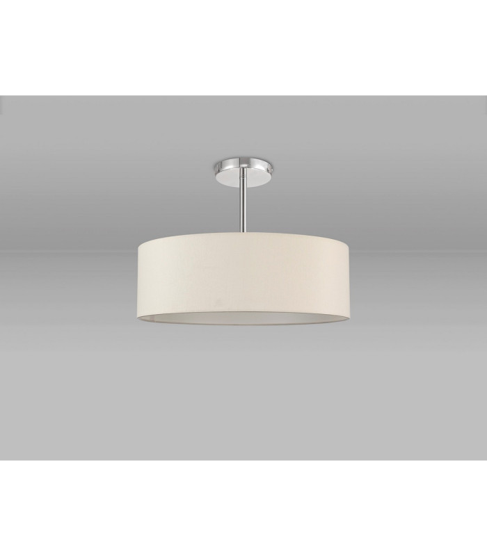 Baymont Polished Chrome 5 Light E27 Semi Flush Fixture With 45cm x 15cm Faux Silk Shade Ivory Pearl/White Laminate-11