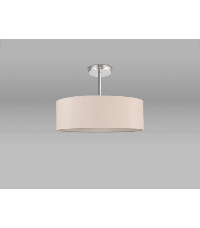 Baymont Polished Chrome 5 Light E27 Semi Flush Fixture With 45cm x 15cm Dual Faux Silk Shade Nude Beige/Moonlight-11