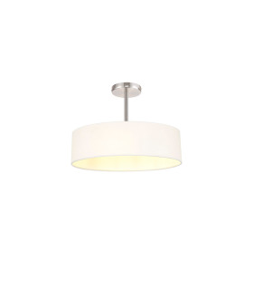Baymont Polished Chrome 5 Light E27 Semi Flush Fixture With 45cm x 15cm Faux Silk Shade White-1