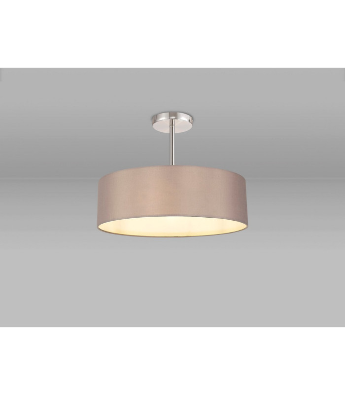 Baymont Polished Chrome 5 Light E27 Semi Flush Fixture With 45cm x 15cm Faux Silk Shade Grey-2