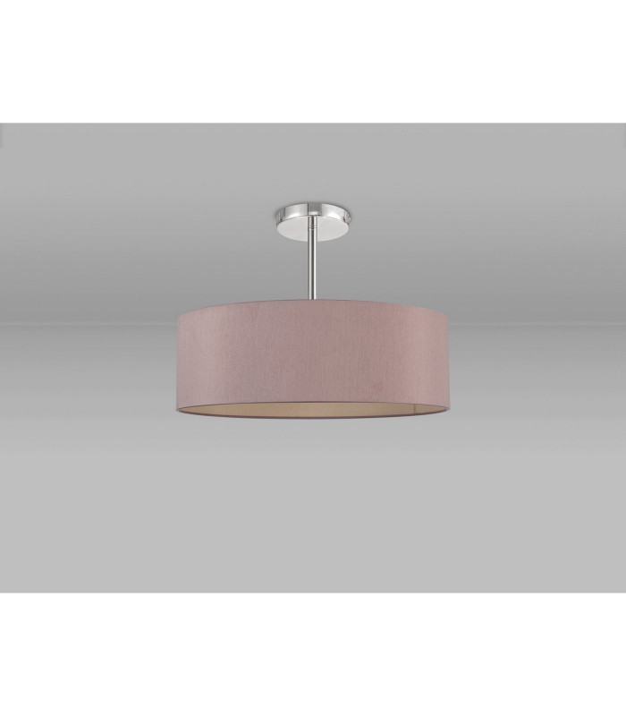 Baymont Polished Chrome 5 Light E27 Semi Flush Fixture With 45cm x 15cm Dual Faux Silk Shade Taupe/Halo Gold-11