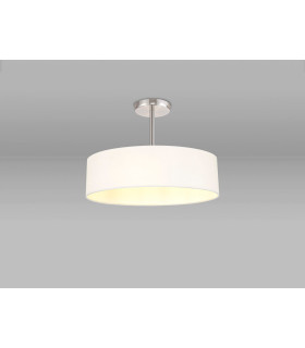 Baymont Polished Chrome 5 Light E27 Semi Flush Fixture With 45cm x 15cm Faux Silk Shade White-2
