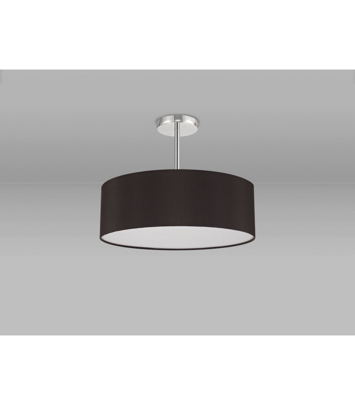 Baymont Polished Chrome 5 Light E27 Semi Flush Fixture With 45cm x 15cm Faux Silk Shade Black-11