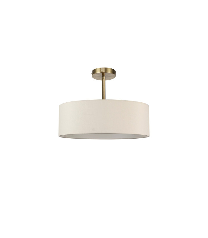 Baymont Antique Brass 5 Light E27 Semi Flush Fixture With 45cm x 15cm Faux Silk Shade Ivory Pearl/White Laminate-4