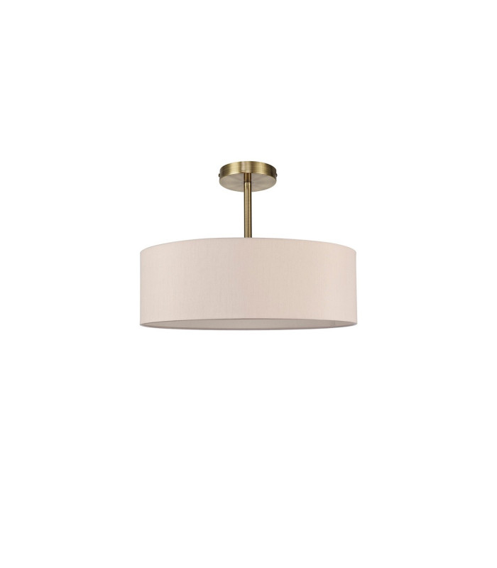 Baymont Antique Brass 5 Light E27 Semi Flush Fixture With 45cm x 15cm Dual Faux Silk Shade Nude Beige/Moonlight-4