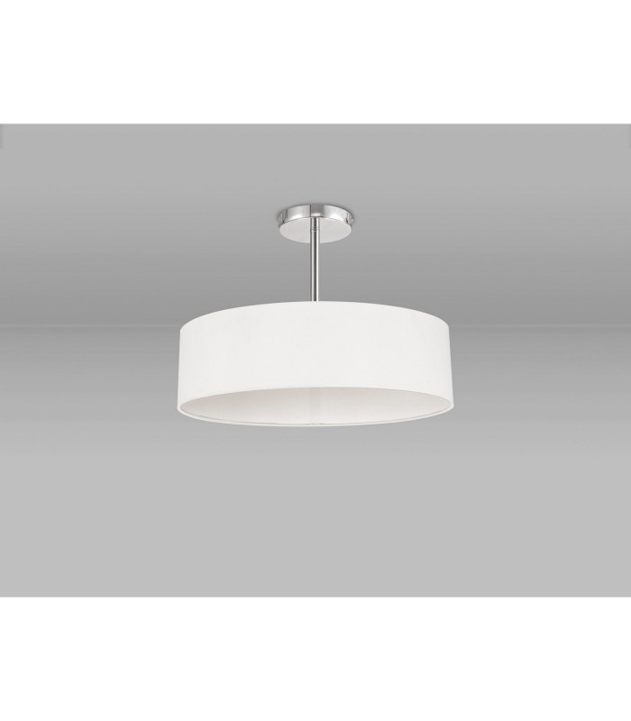 Baymont Polished Chrome 5 Light E27 Semi Flush Fixture With 45cm x 15cm Faux Silk Shade White-11