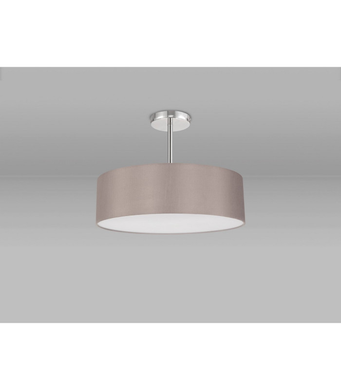 Baymont Polished Chrome 5 Light E27 Semi Flush Fixture With 45cm x 15cm Faux Silk Shade Grey-11