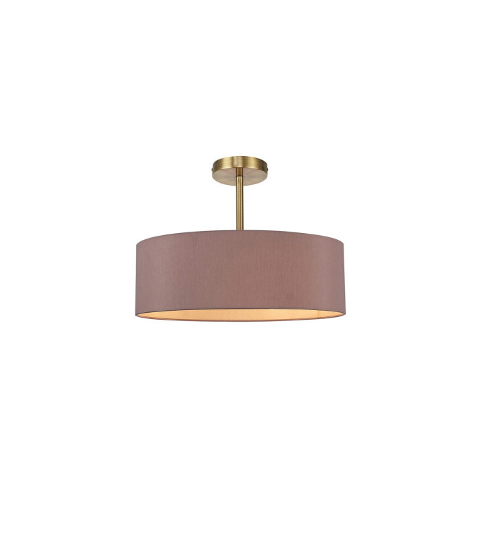 Baymont Antique Brass 5 Light E27 Semi Flush Fixture With 45cm x 15cm Dual Faux Silk Shade Taupe/Halo Gold-1