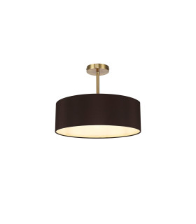 Baymont Antique Brass 5 Light E27 Semi Flush Fixture With 45cm x 15cm Faux Silk Shade Black-1