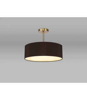Baymont Antique Brass 5 Light E27 Semi Flush Fixture With 45cm x 15cm Faux Silk Shade Black-2