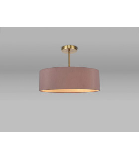 Baymont Antique Brass 5 Light E27 Semi Flush Fixture With 45cm x 15cm Dual Faux Silk Shade Taupe/Halo Gold-2
